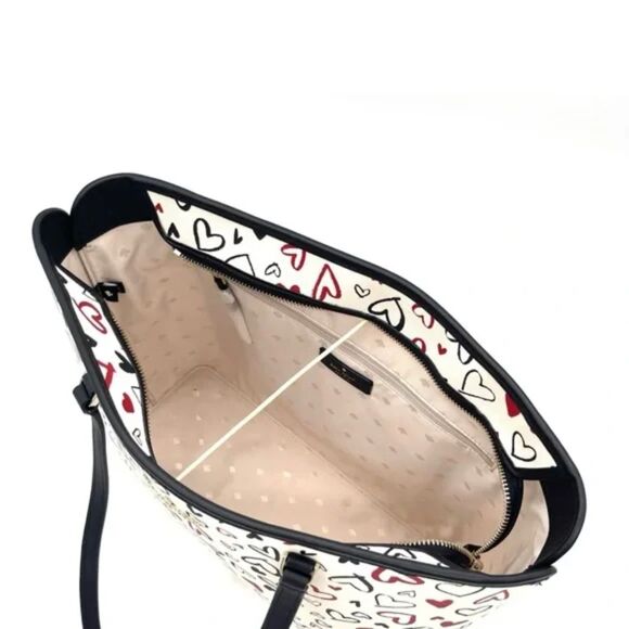Kate Spade Scribble Hearts Parchment Large Tote NWT *** - Picture 7 of 8